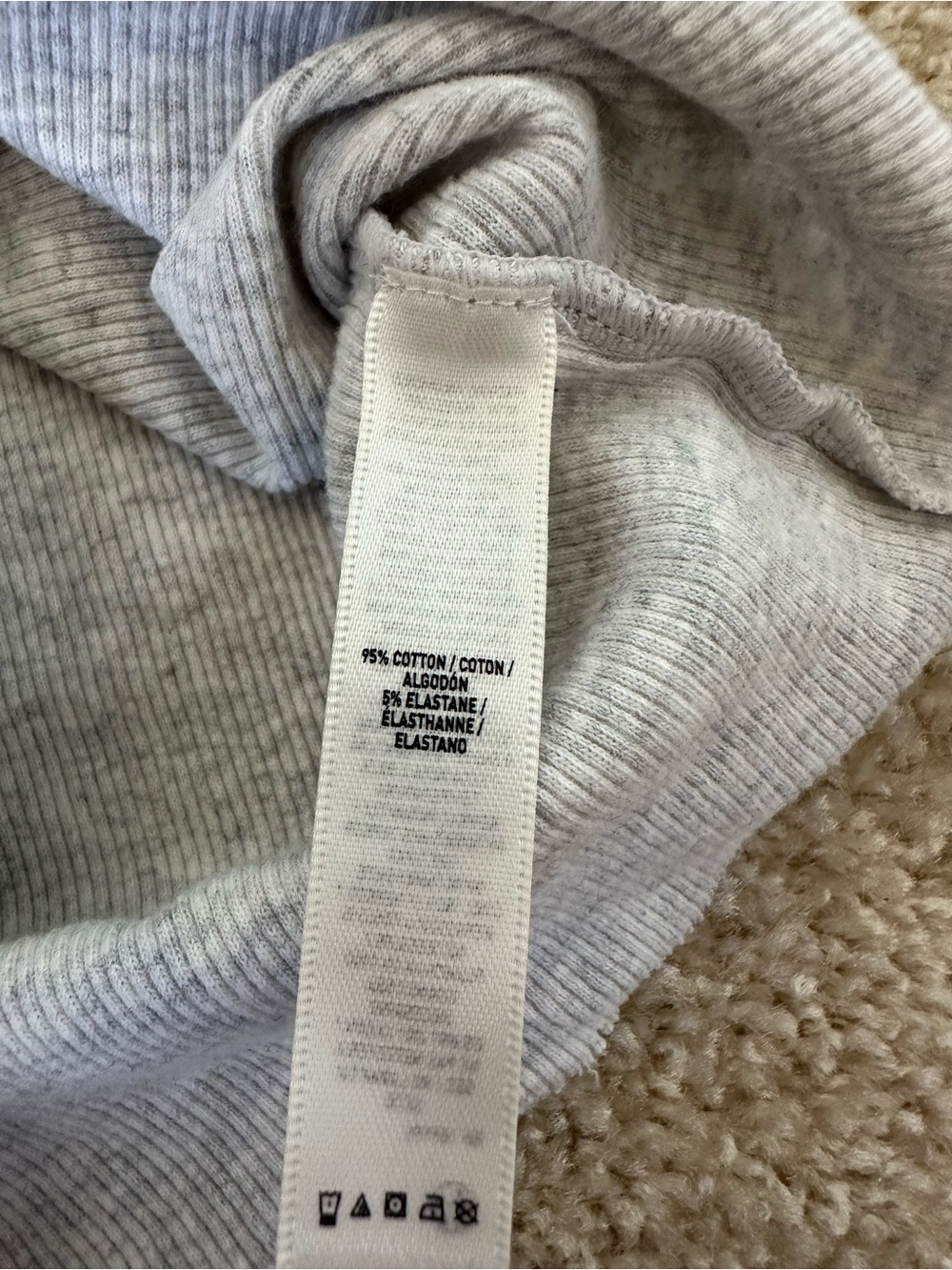 KHY Kylie Jenner Cropped Raw Hem Rib Tank in Light Heather Gray High Neck - Picture 5 of 5